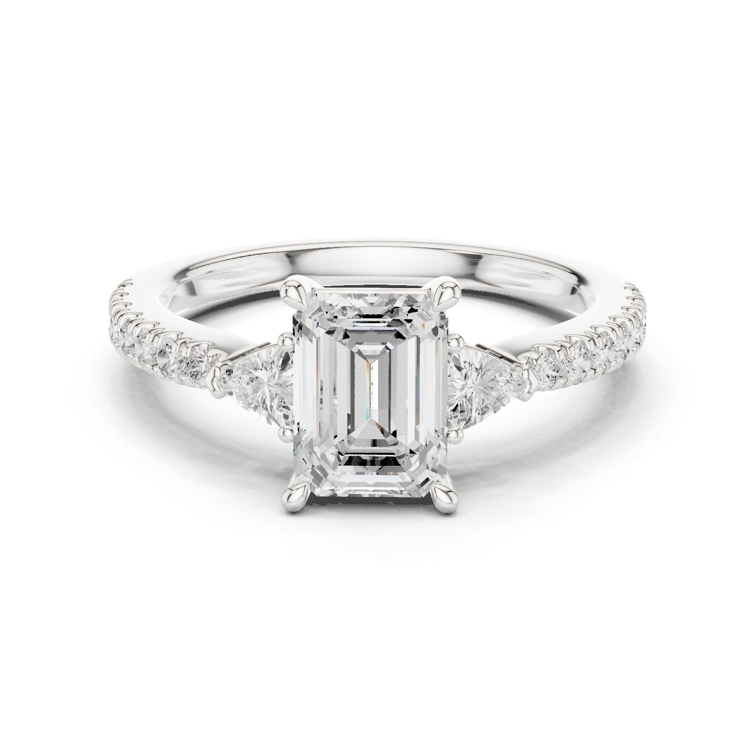 Emerald Lab Grown Diamond Side-Stone Engagement Ring