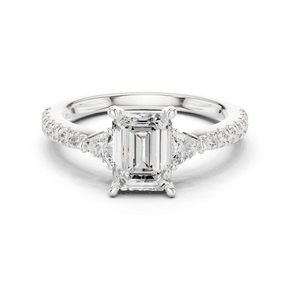 Emerald Lab Grown Diamond Side-Stone Engagement Ring