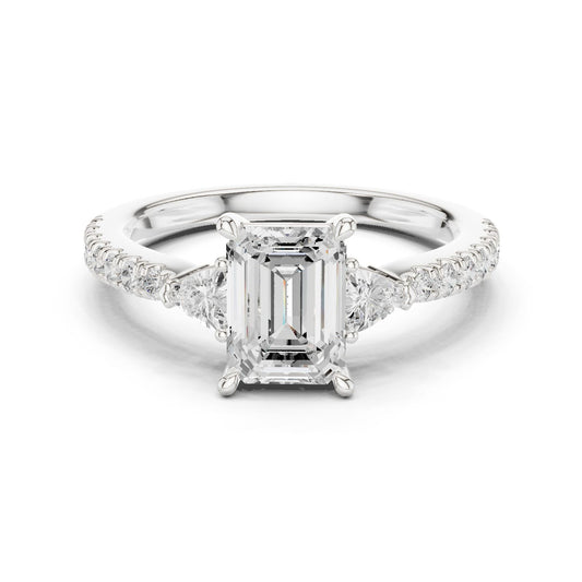 Emerald Lab Grown Diamond Side-Stone Engagement Ring