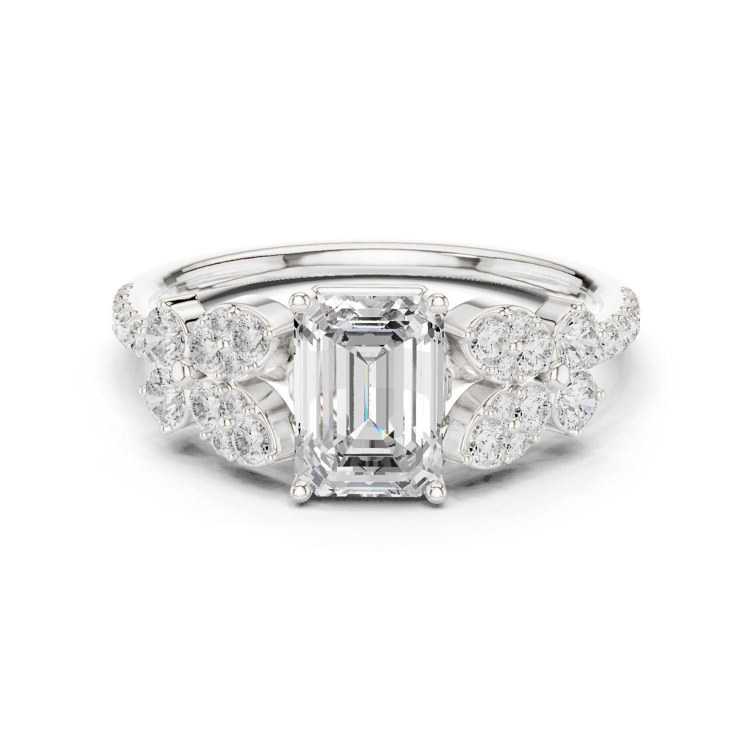 Emerald Lab Grown Diamond Side-Stone Engagement Ring