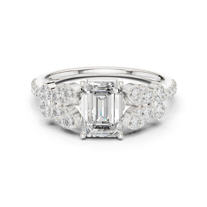 Emerald Lab Grown Diamond Side-Stone Engagement Ring