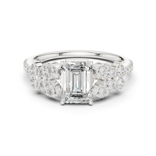 Emerald Lab Grown Diamond Side-Stone Engagement Ring