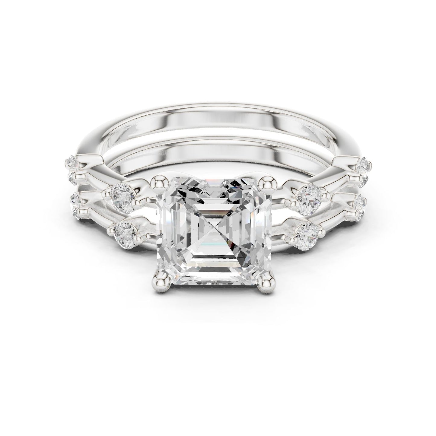 Emerald Lab Grown Diamond Side-Stone Engagement Ring