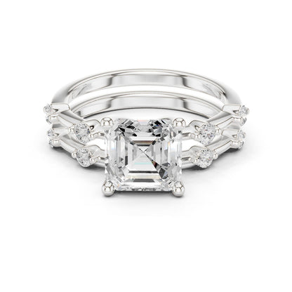 Emerald Lab Grown Diamond Side-Stone Engagement Ring