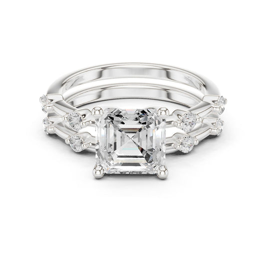 Emerald Lab Grown Diamond Side-Stone Engagement Ring