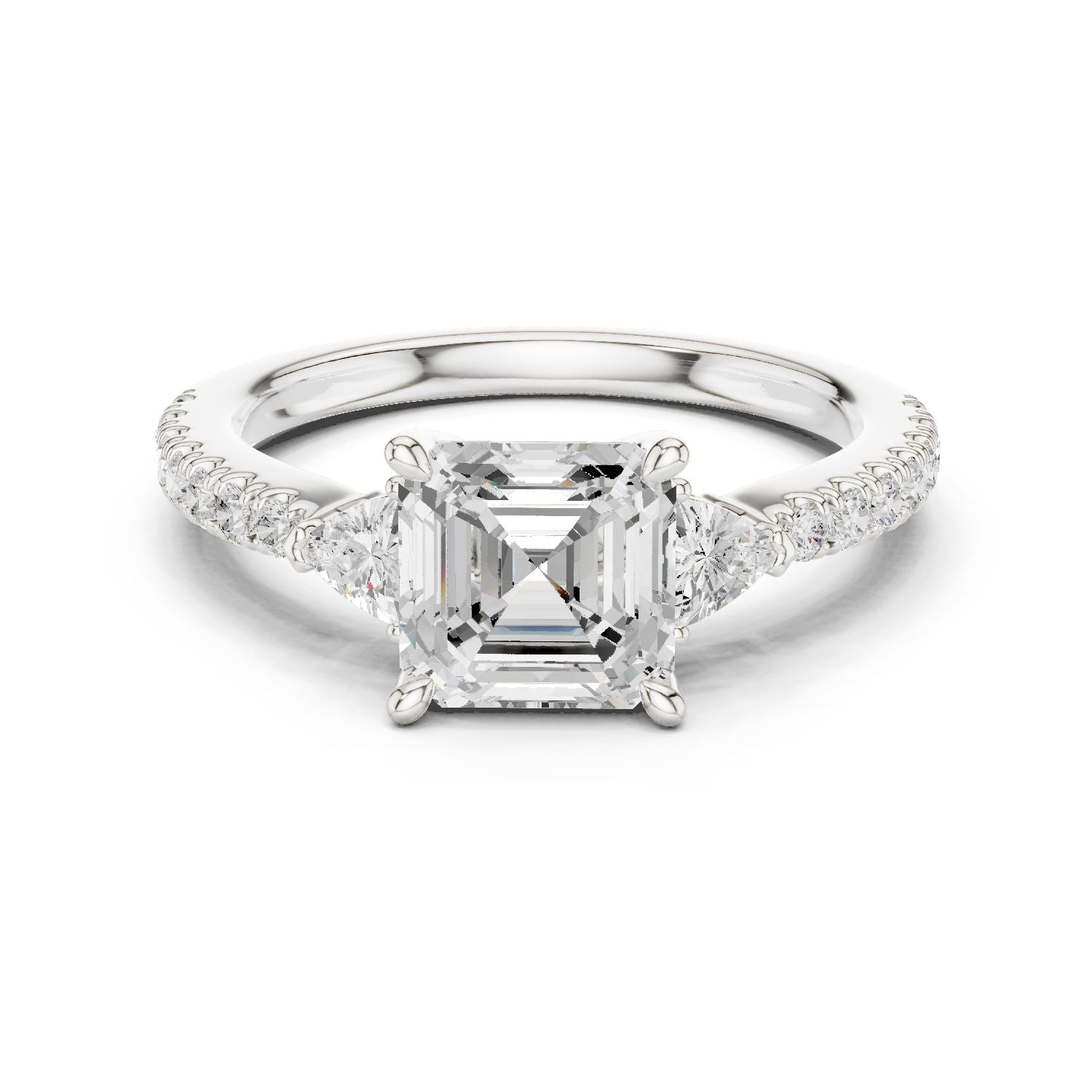 Emerald Lab Grown Diamond Side-Stone Engagement Ring