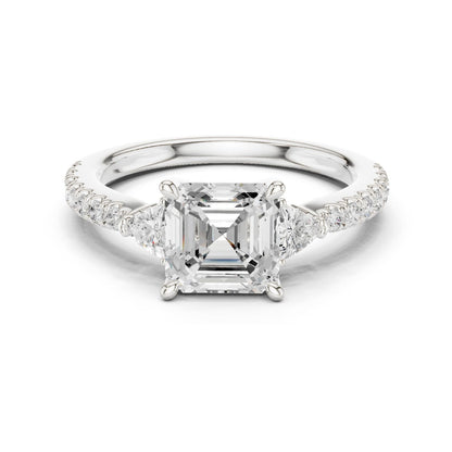 Emerald Lab Grown Diamond Side-Stone Engagement Ring