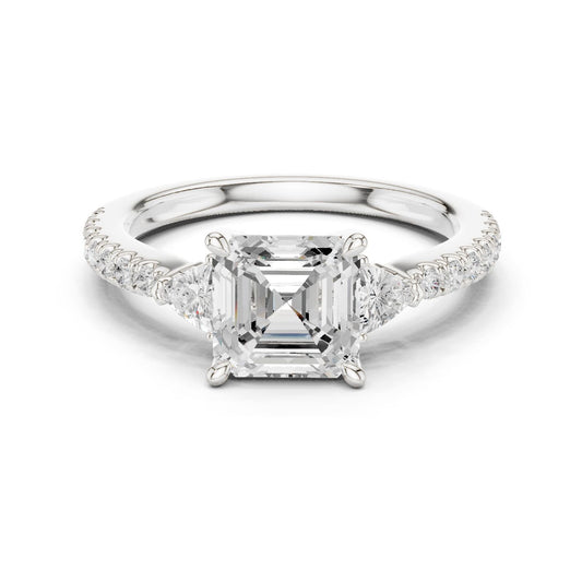 Emerald Lab Grown Diamond Side-Stone Engagement Ring