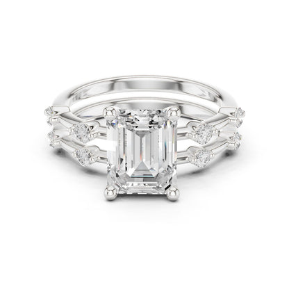 Emerald Lab Grown Diamond Side-Stone Engagement Ring