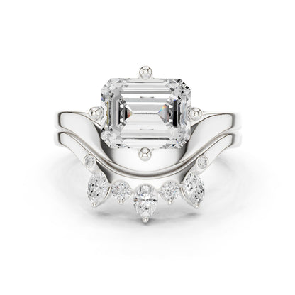 Emerald Lab Grown Diamond Side-Stone Engagement Ring