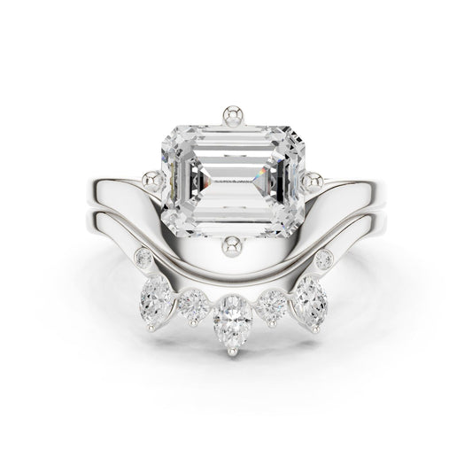 Emerald Lab Grown Diamond Side-Stone Engagement Ring