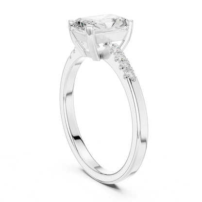 Emerald Lab Grown Diamond Side-Stone Engagement Ring