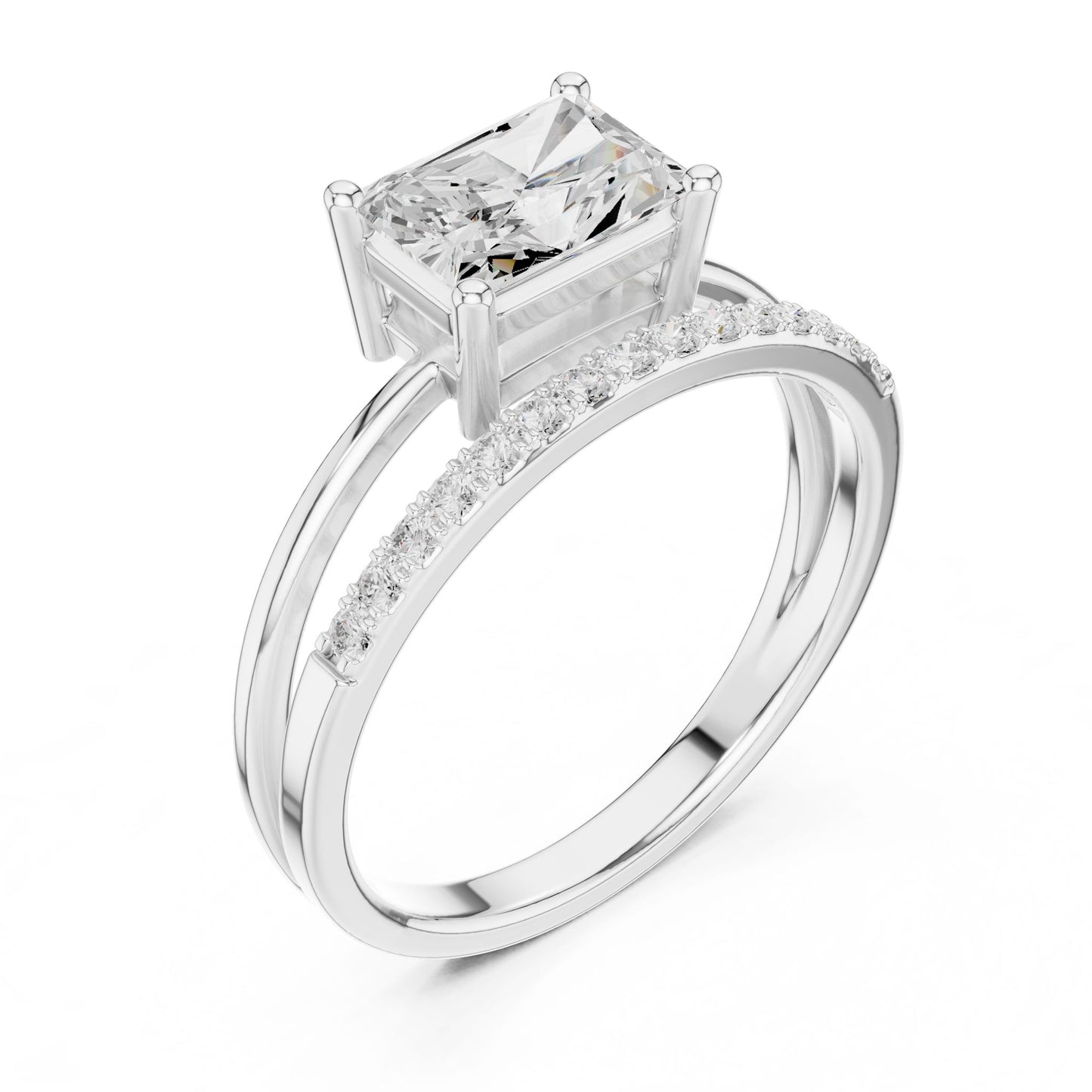 Emerald Lab Grown Diamond Side-Stone Engagement Ring