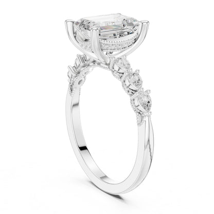 Emerald Lab Grown Diamond Side-Stone Engagement Ring