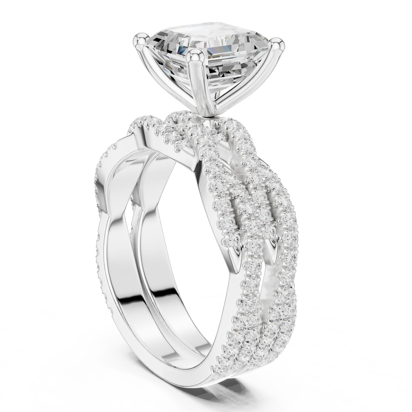 Emerald Lab Grown Diamond Side-Stone Engagement Ring