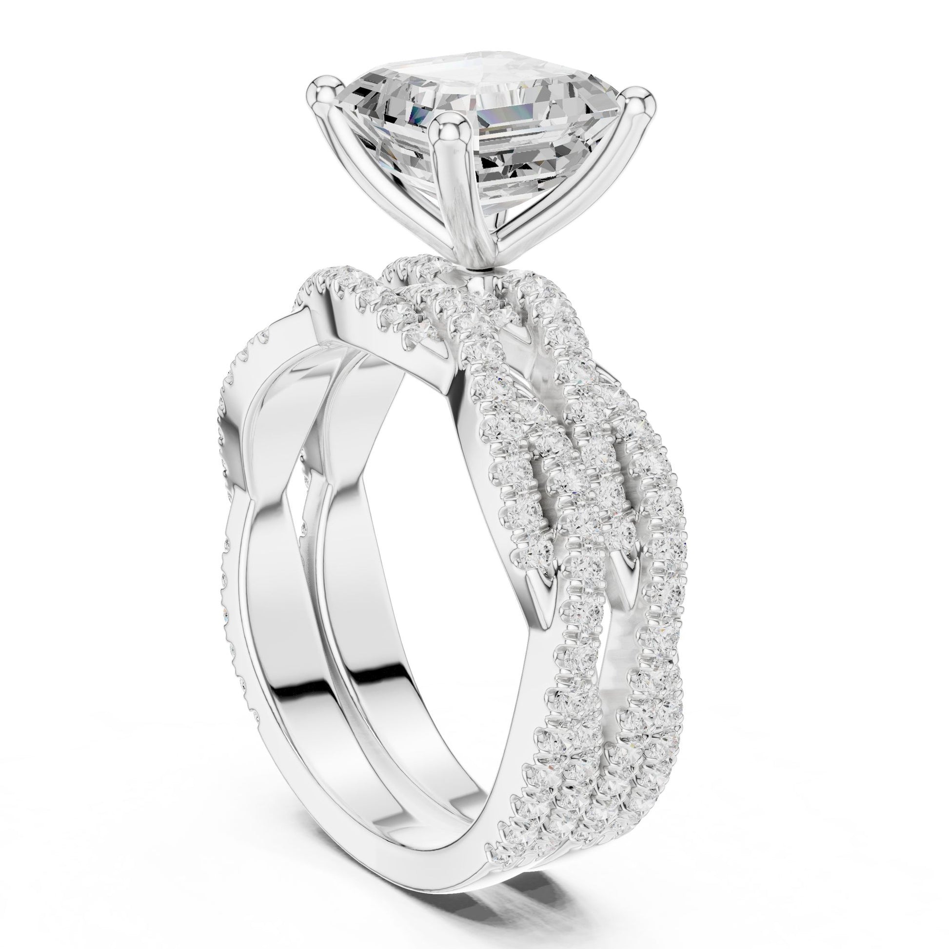 Emerald Lab Grown Diamond Side-Stone Engagement Ring