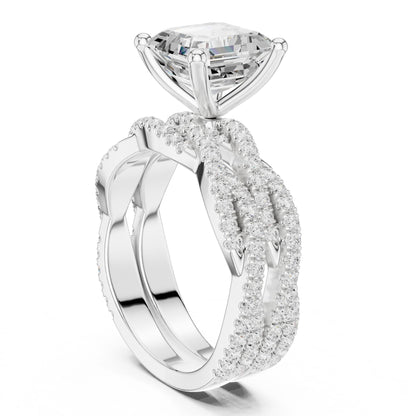 Emerald Lab Grown Diamond Side-Stone Engagement Ring