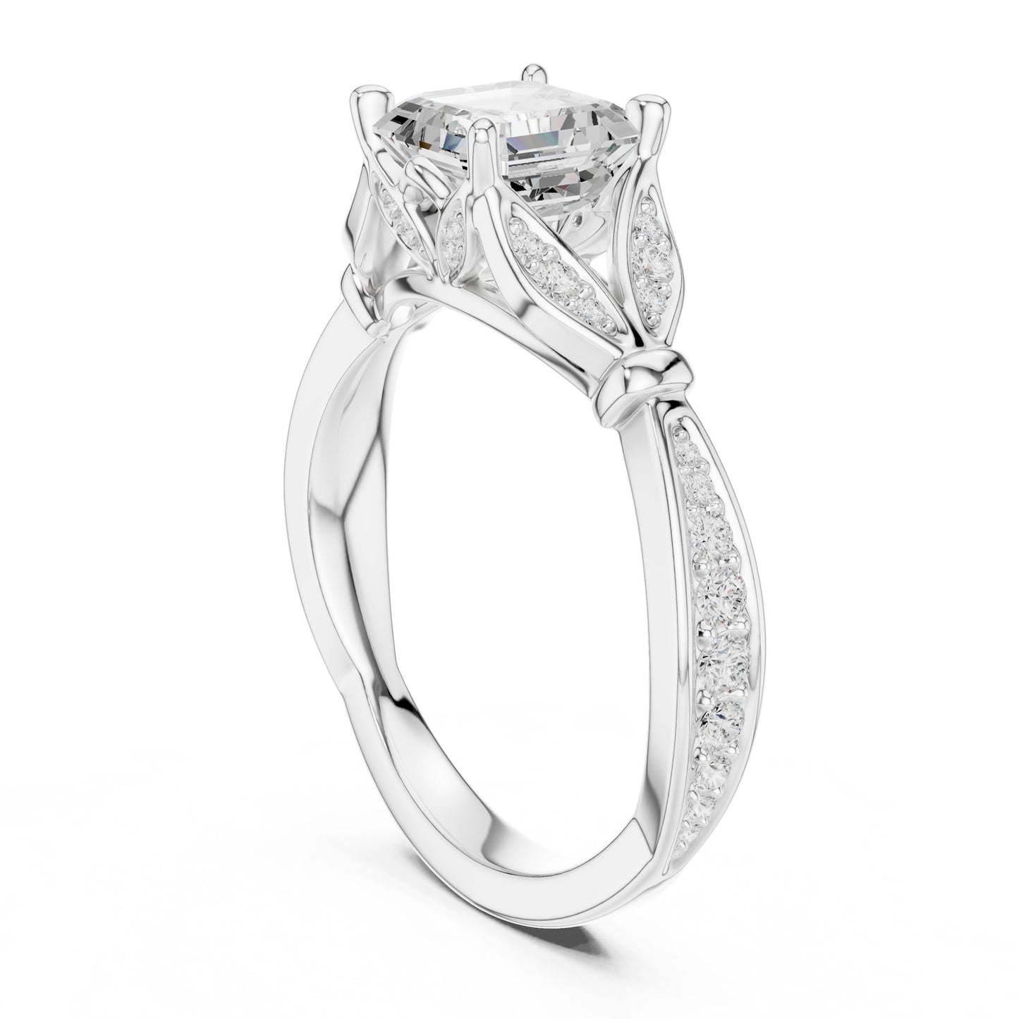 Emerald Lab Grown Diamond Side-Stone Engagement Ring