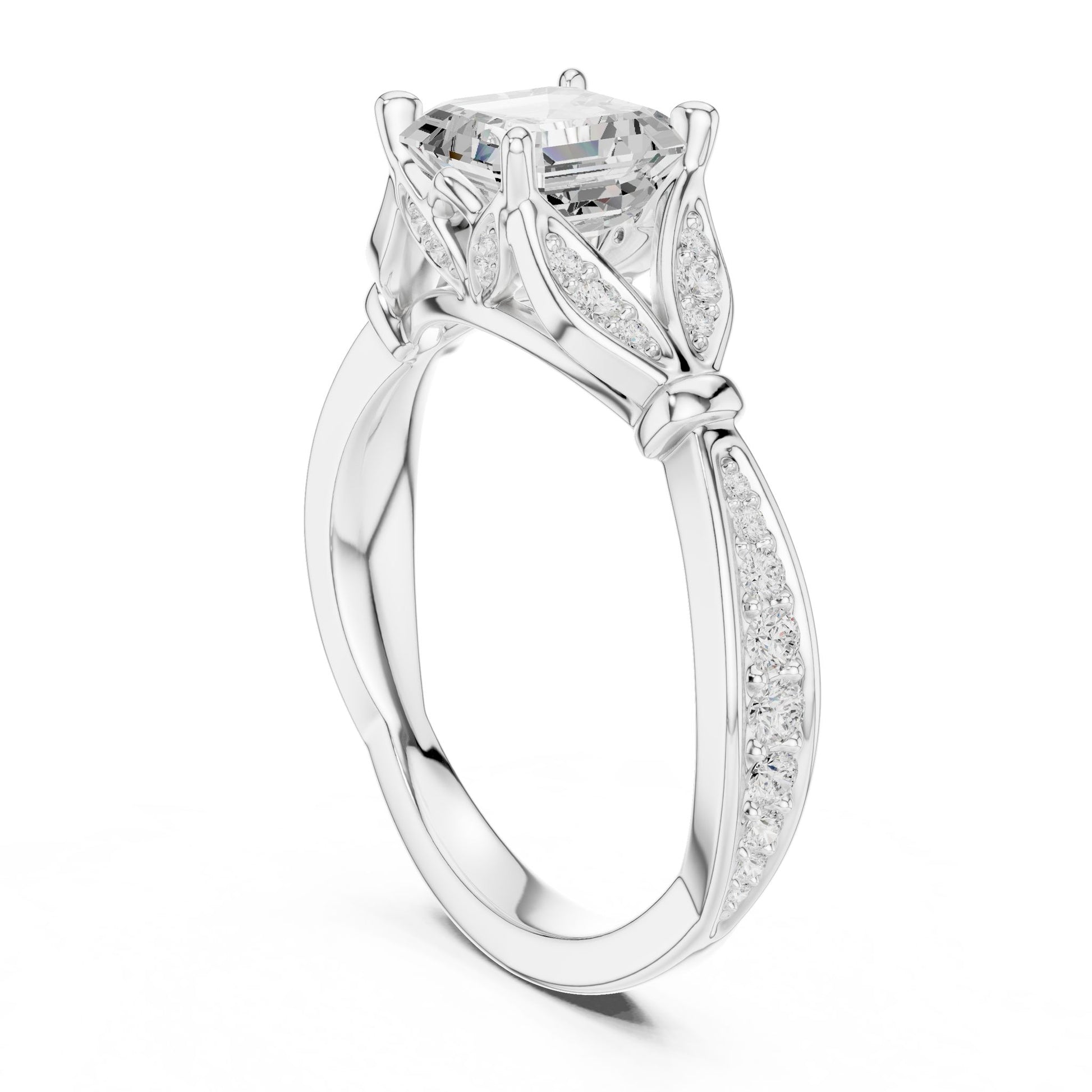 Emerald Lab Grown Diamond Side-Stone Engagement Ring