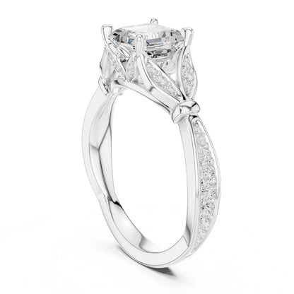Emerald Lab Grown Diamond Side-Stone Engagement Ring