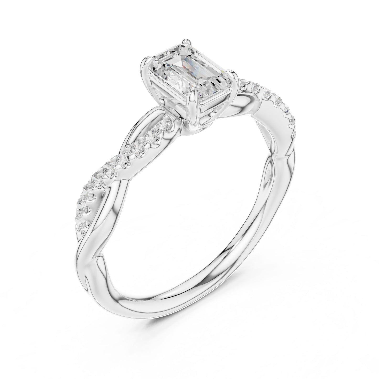 Emerald Lab Grown Diamond Side-Stone Engagement Ring