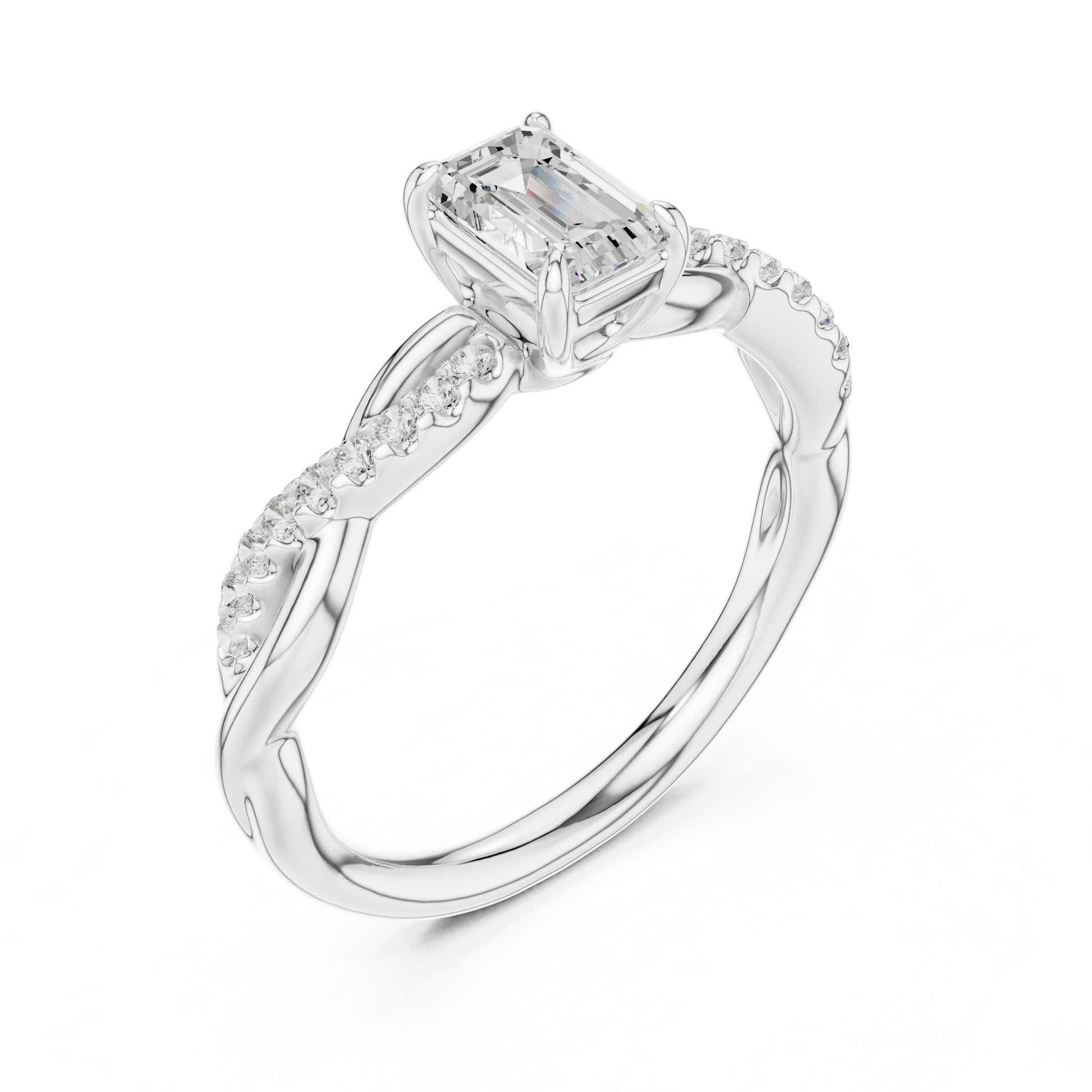 Emerald Lab Grown Diamond Side-Stone Engagement Ring