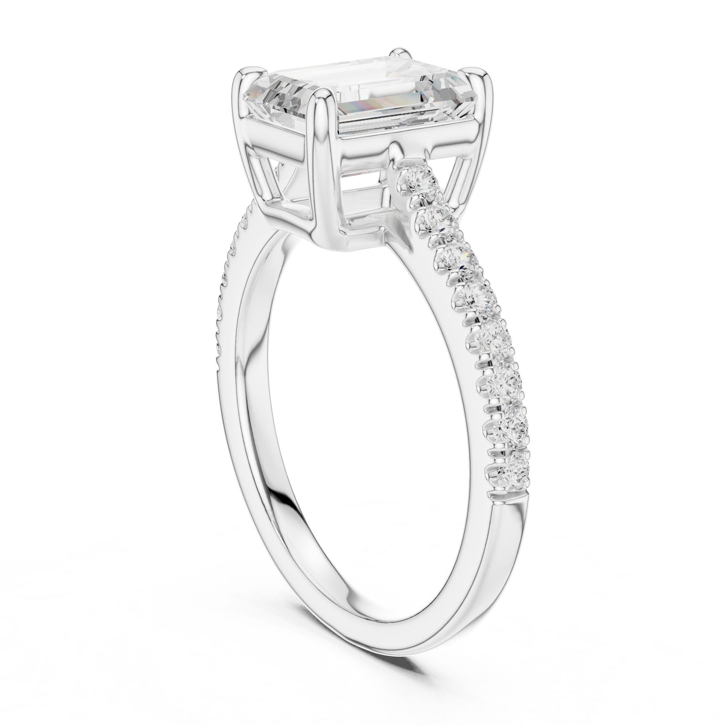 Emerald Lab Grown Diamond Side-Stone Engagement Ring