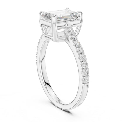 Emerald Lab Grown Diamond Side-Stone Engagement Ring