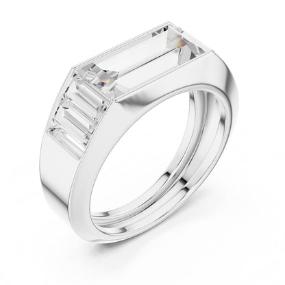 Men's Emerald Lab Grown Diamond Side-Stone Ring