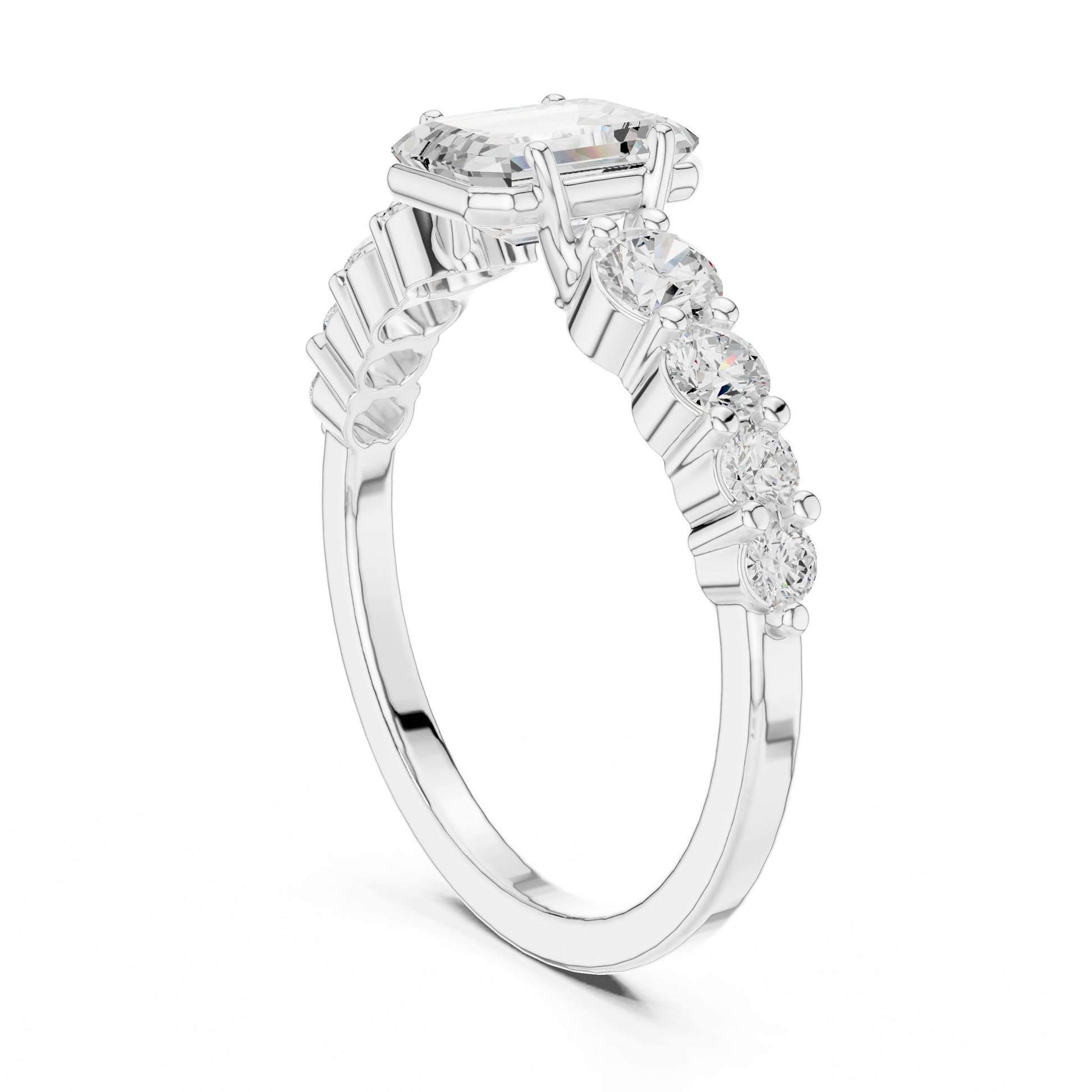 Emerald Lab Grown Diamond Side-Stone Engagement Ring
