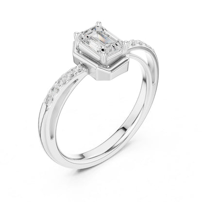 Emerald Lab Grown Diamond Side-Stone Engagement Ring