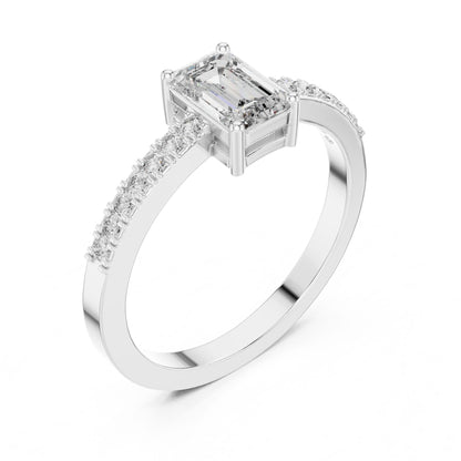 Emerald Lab Grown Diamond Side-Stone Engagement Ring