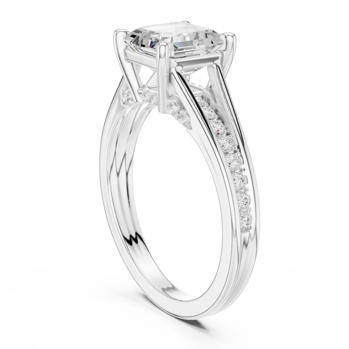 Emerald Lab Grown Diamond Side-Stone Engagement Ring