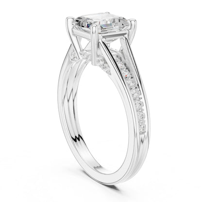 Emerald Lab Grown Diamond Side-Stone Engagement Ring