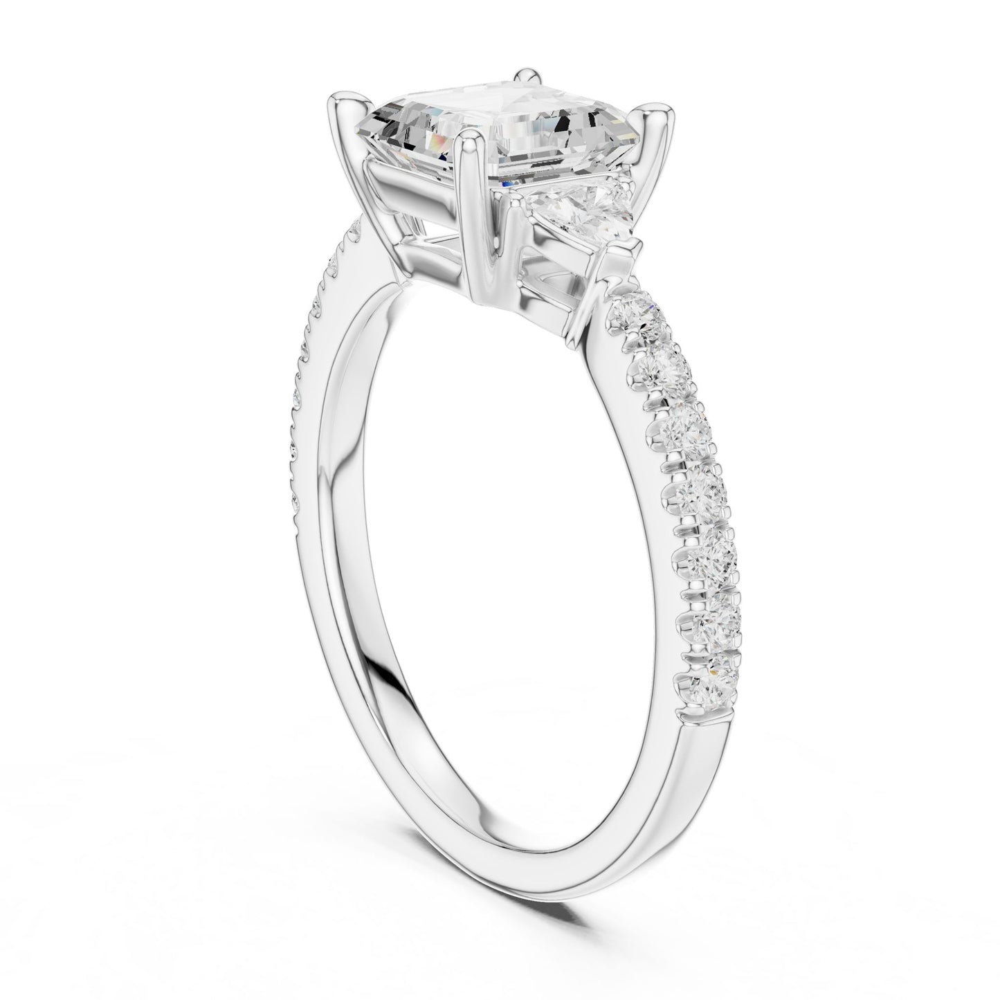 Emerald Lab Grown Diamond Side-Stone Engagement Ring
