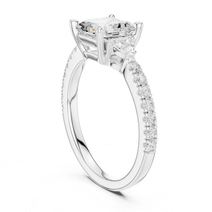 Emerald Lab Grown Diamond Side-Stone Engagement Ring
