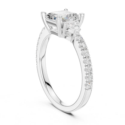 Emerald Lab Grown Diamond Side-Stone Engagement Ring