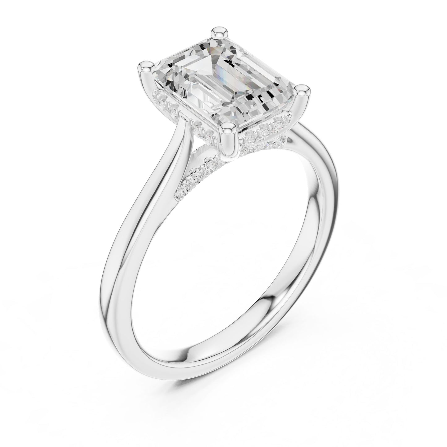 Emerald Lab Grown Diamond Side-Stone Engagement Ring