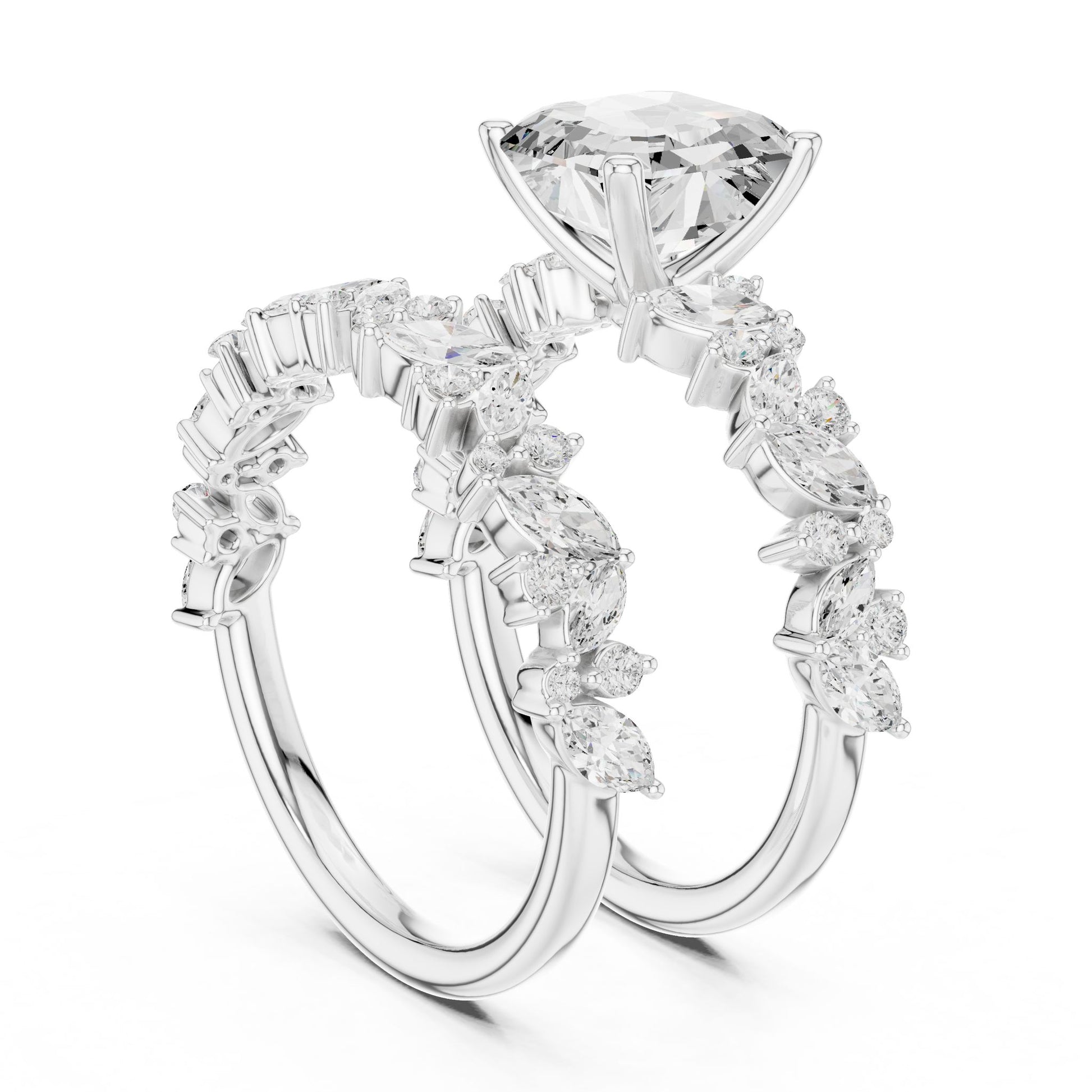 Emerald Lab Grown Diamond Side-Stone Engagement Ring