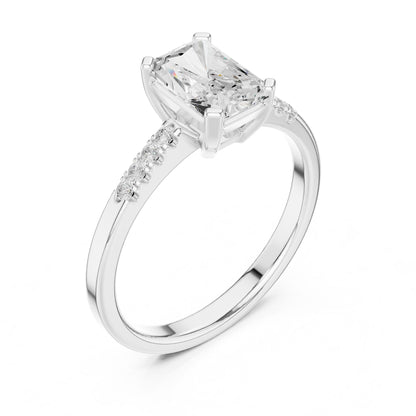 Emerald Lab Grown Diamond Side-Stone Engagement Ring