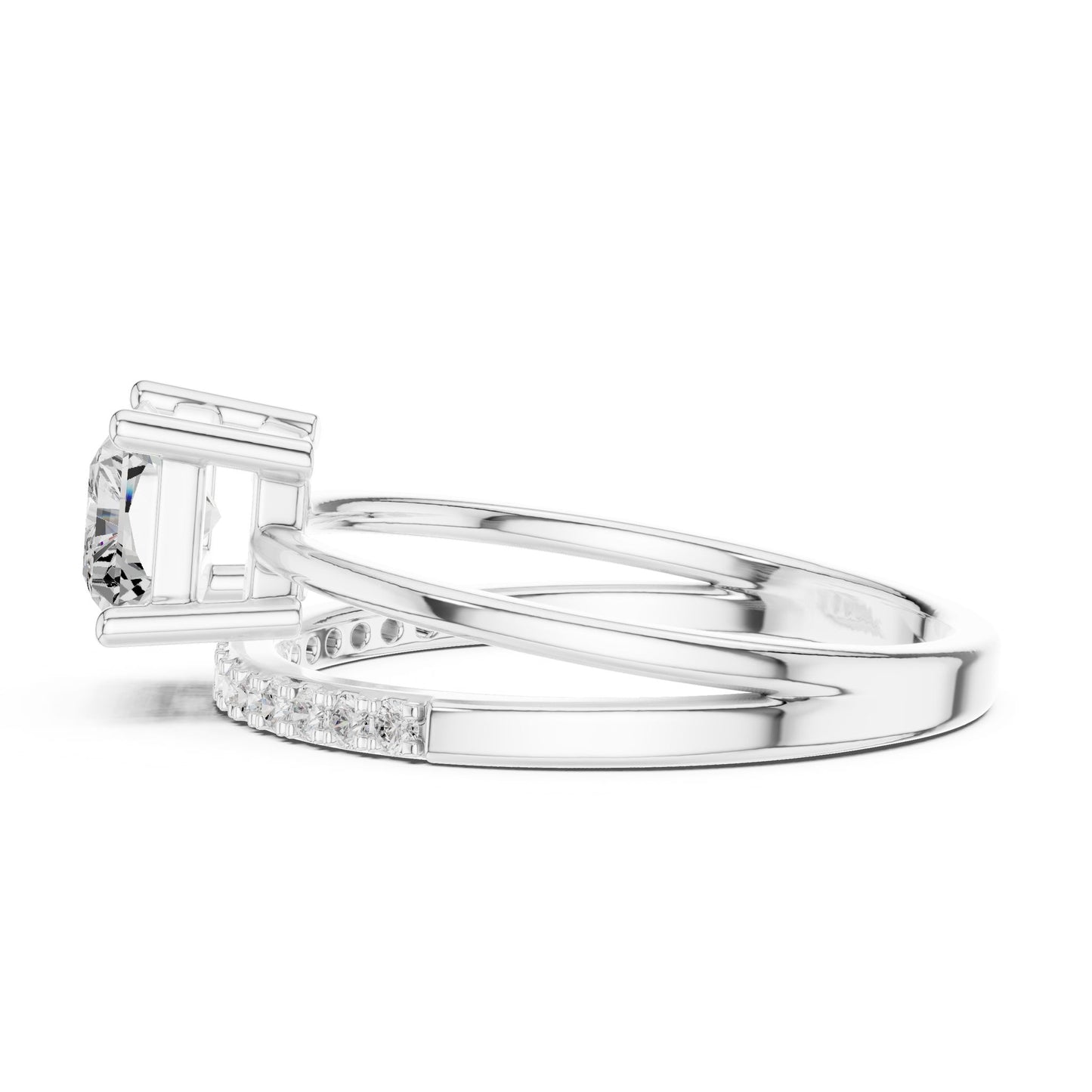 Emerald Lab Grown Diamond Side-Stone Engagement Ring