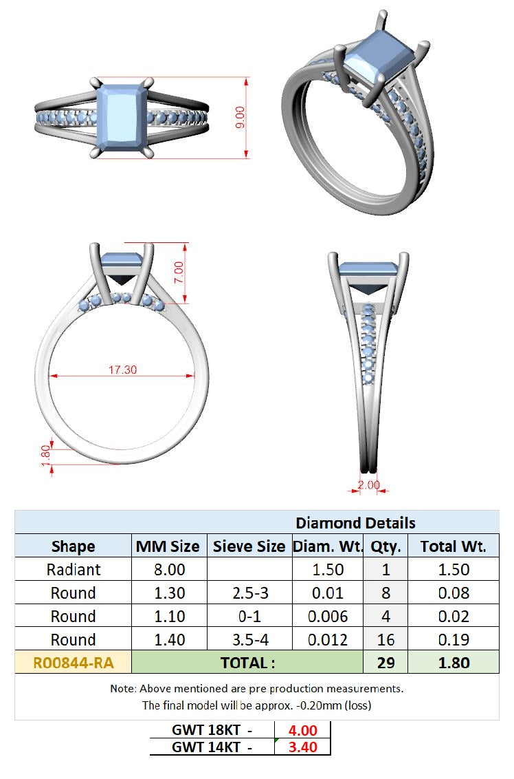 Emerald Lab Grown Diamond Side-Stone Engagement Ring