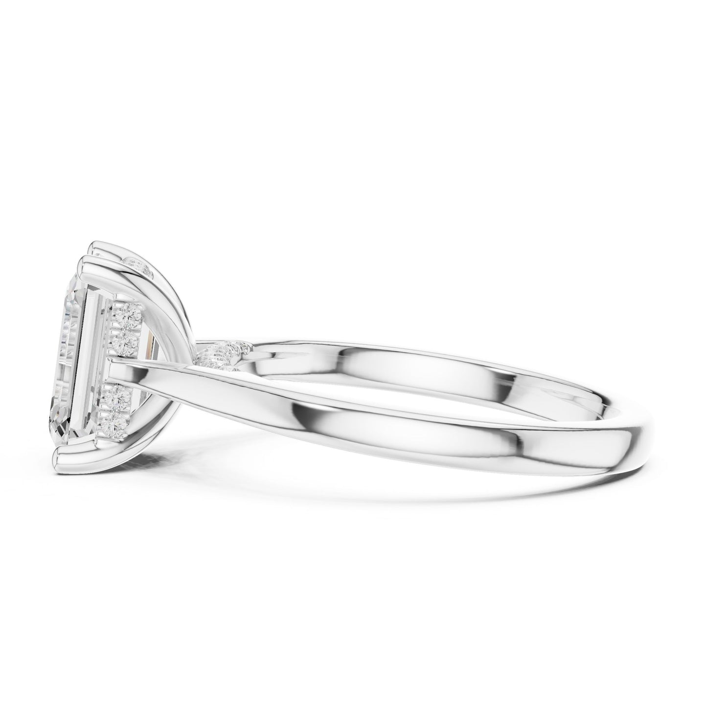 Emerald Lab Grown Diamond Side-Stone Engagement Ring