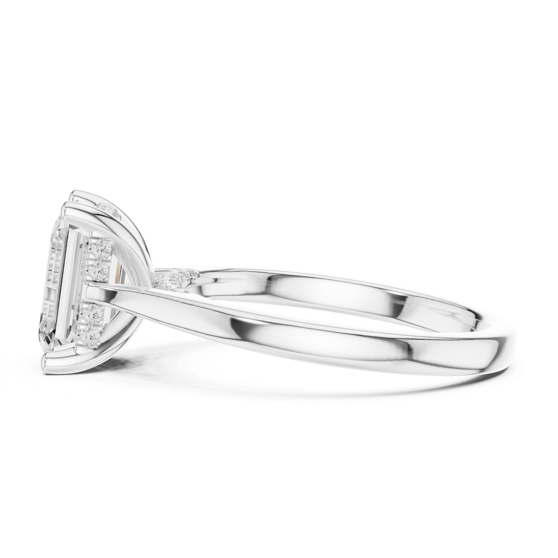 Emerald Lab Grown Diamond Side-Stone Engagement Ring
