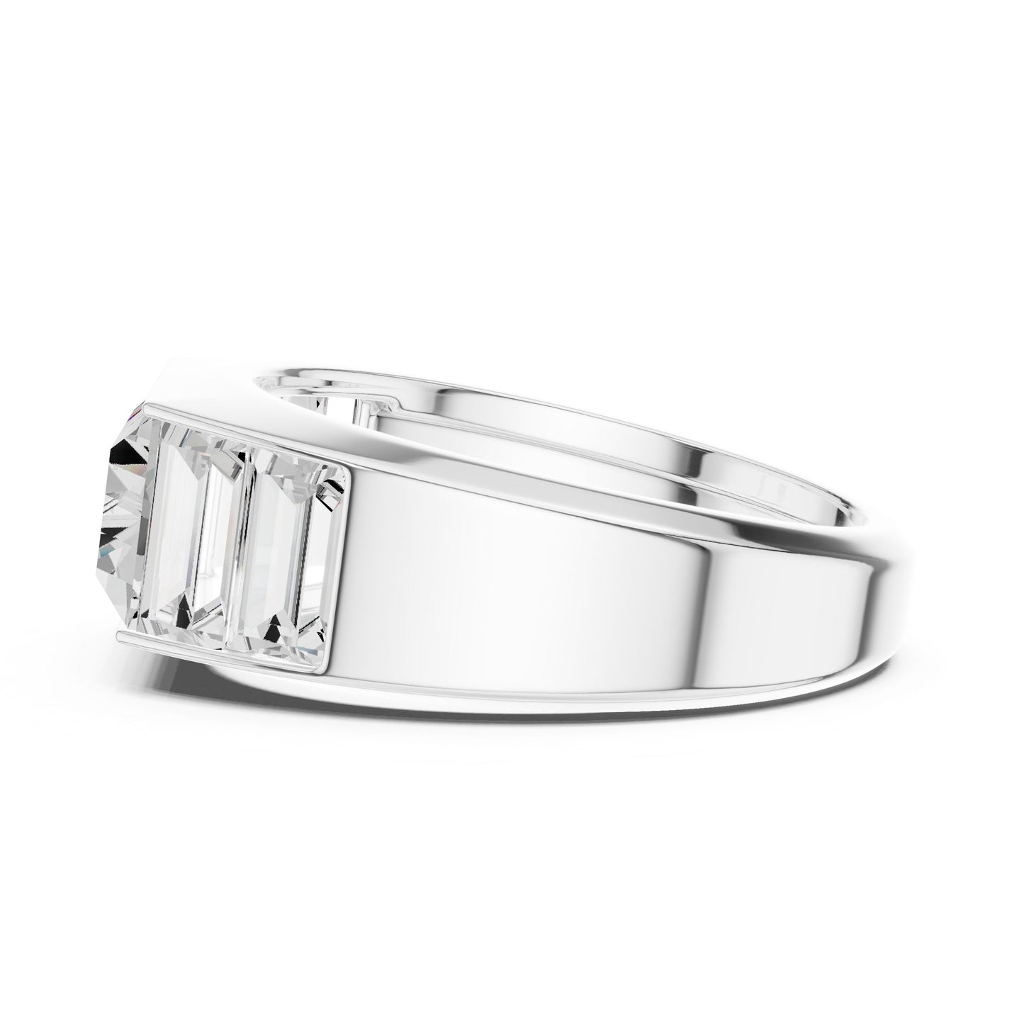 Men's Emerald Lab Grown Diamond Side-Stone Ring