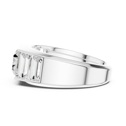 Men's Emerald Lab Grown Diamond Side-Stone Ring