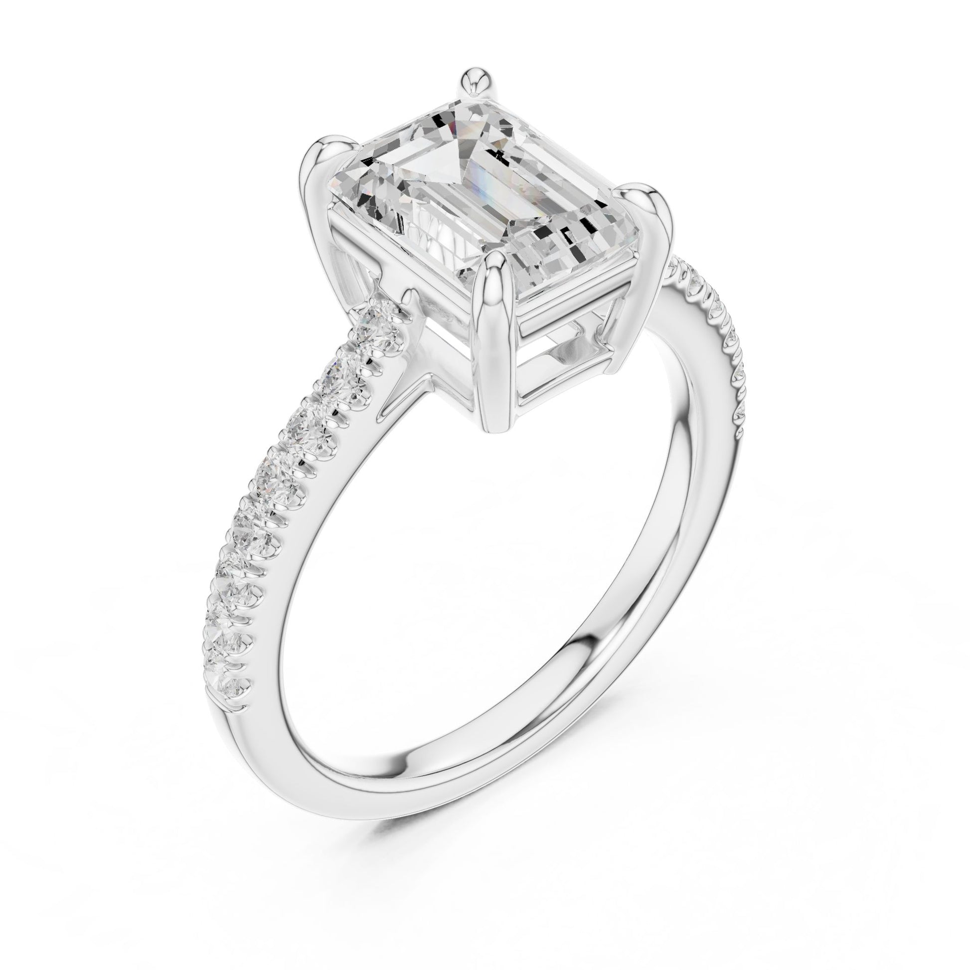 Emerald Lab Grown Diamond Side-Stone Engagement Ring