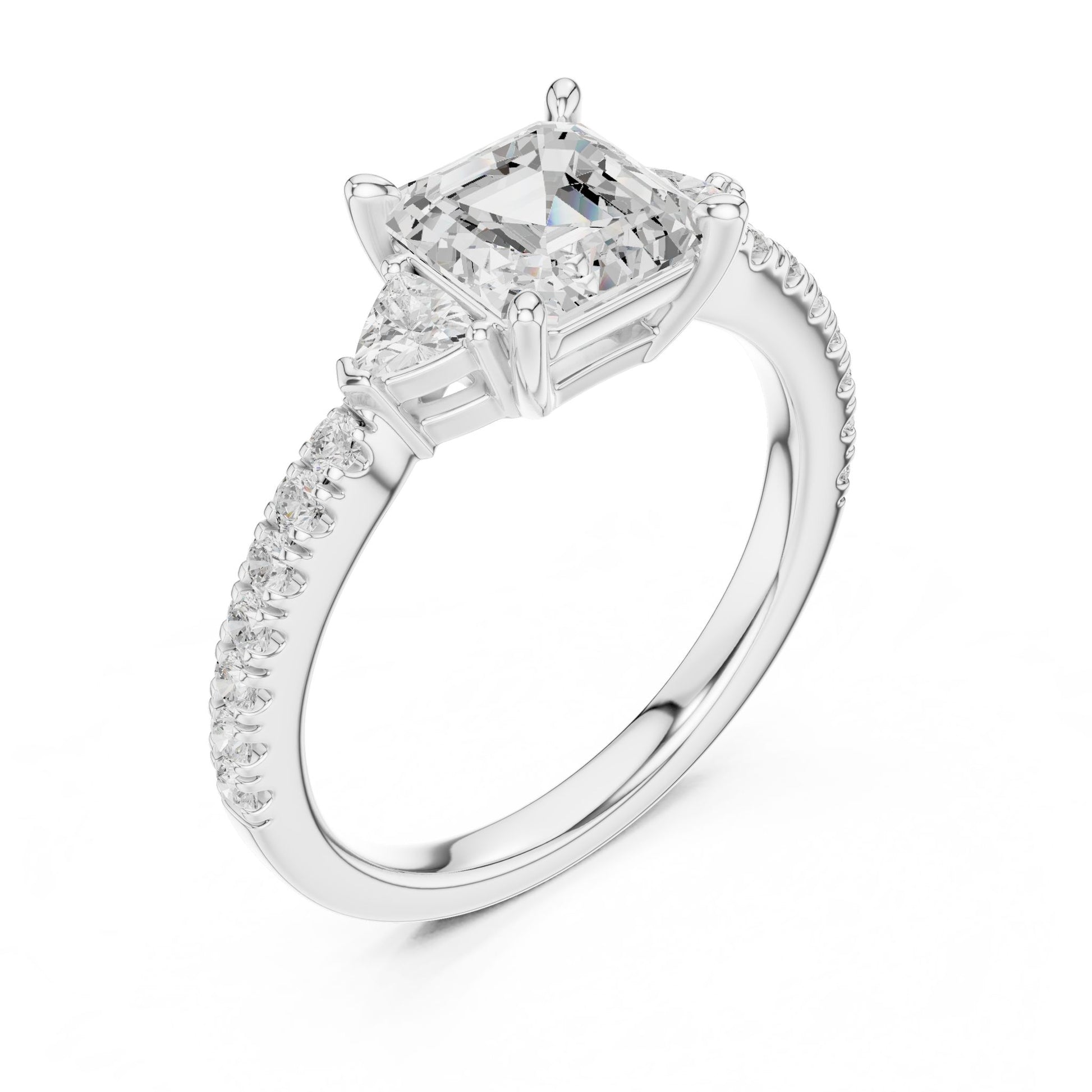 Emerald Lab Grown Diamond Side-Stone Engagement Ring