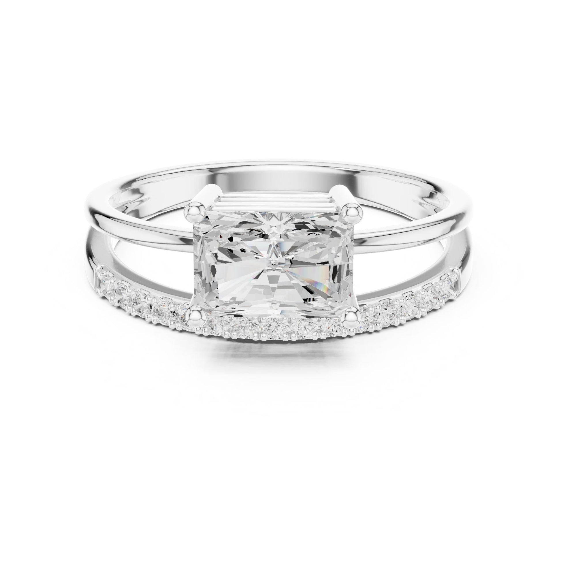 Emerald Lab Grown Diamond Side-Stone Engagement Ring