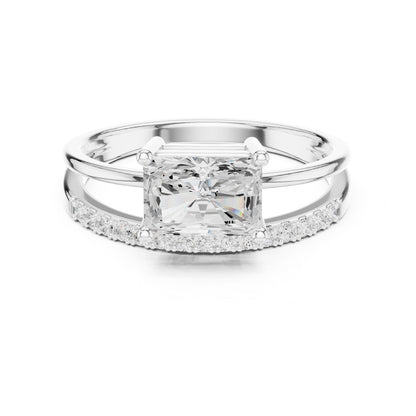 Emerald Lab Grown Diamond Side-Stone Engagement Ring